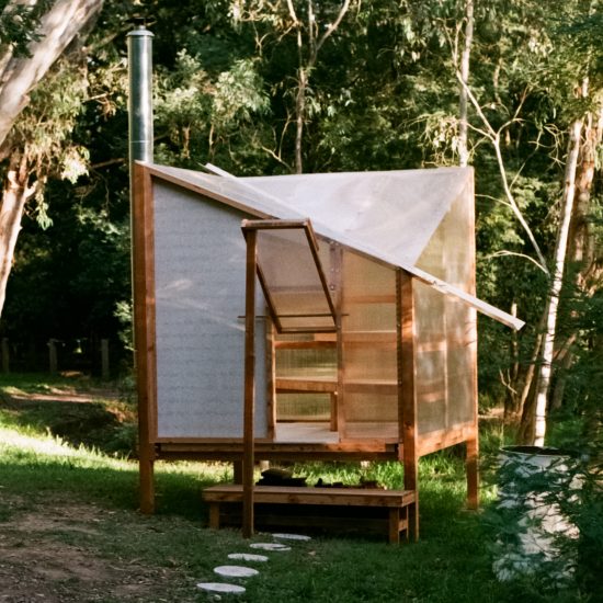 Studio Rain erects translucent flat-pack sauna on banks of Yarra River