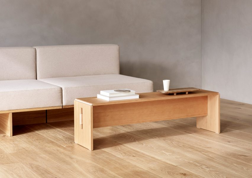 Cecilie Manz's flat-pack Plint table for Takt is made up of two parts