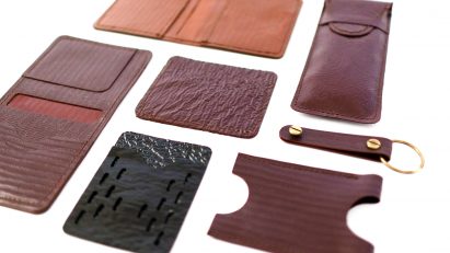Tômtex is a leather alternative made from waste seafood shells and coffee