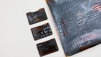 Tômtex is a leather alternative made from waste seafood shells and coffee
