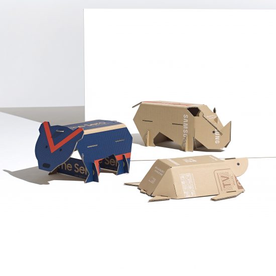 Endangered Animals toys made from repurposed Samsung TV cardboard boxes