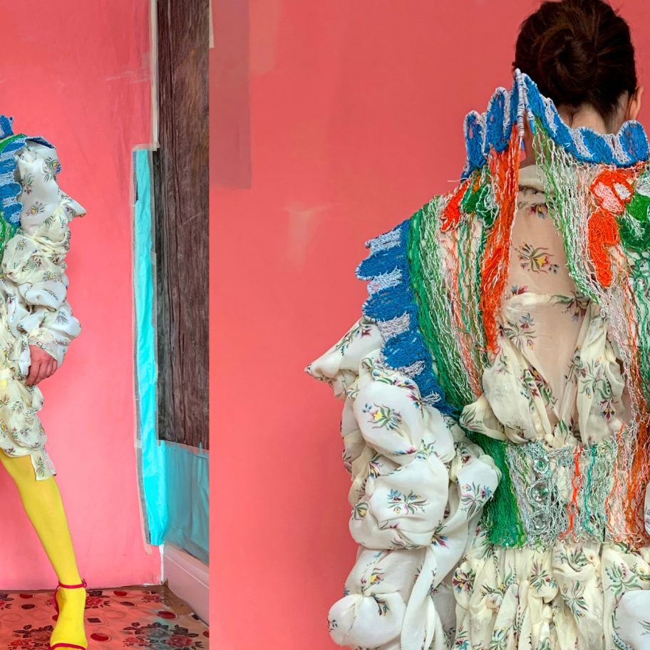 Electrical wire vest in Alexandra Sipa's CSM graduate collection Romanian Camouflage