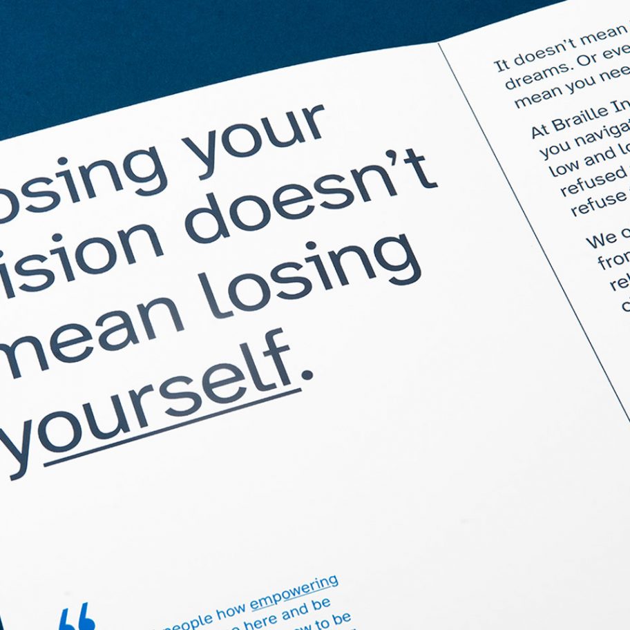 Atkinson Hyperlegible typeface for visually impaired on Braille Institute branding
