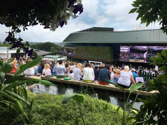Green wall at Wimbledon's No. 1 Court
