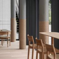 Interior of Blue Bottle Coffee cafe in Minatomirai