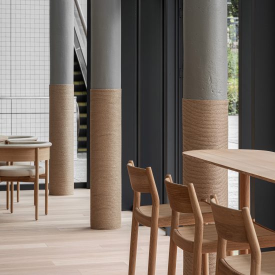 Interior of Blue Bottle Coffee cafe in Minatomirai