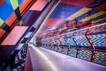 Camille Walala unveils Adams Plaza Bridge artwork as part of London Mural Festival