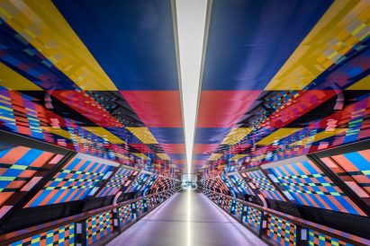 Camille Walala unveils Adams Plaza Bridge artwork as part of London Mural Festival