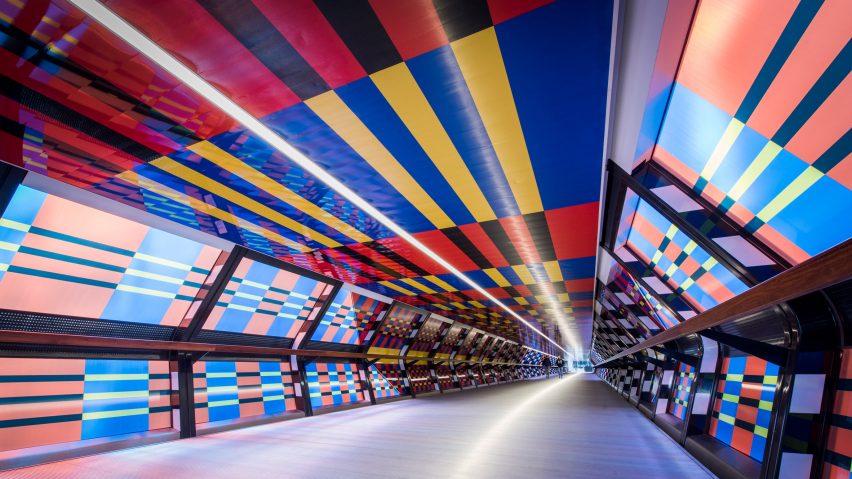 Camille Walala unveils Adams Plaza Bridge artwork as part of London Mural Festival