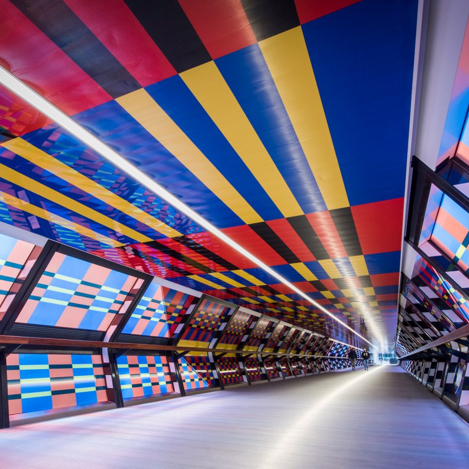 Camille Walala unveils Adams Plaza Bridge artwork as part of London Mural Festival