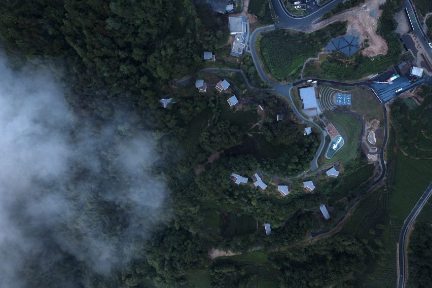 Aerial view of Mountain and Cloud Cabins by Wiki World and Advanced Architecture Lab