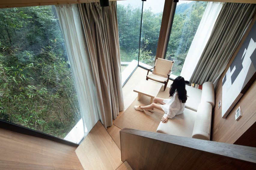 Interior of hotel cabins designed by Wiki World and Advanced Architecture Lab in China