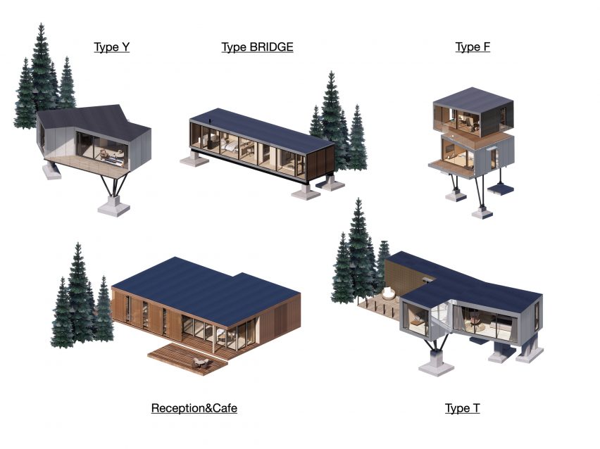 Plans for Mountain and Cloud Cabins by Wiki World and Advanced Architecture Lab