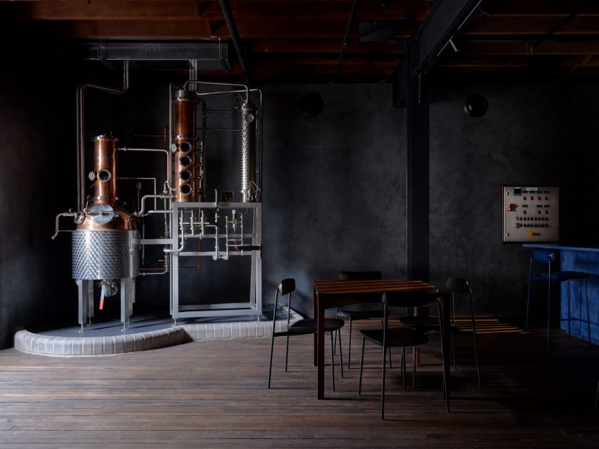 Four Pillars Laboratory has blackened walls