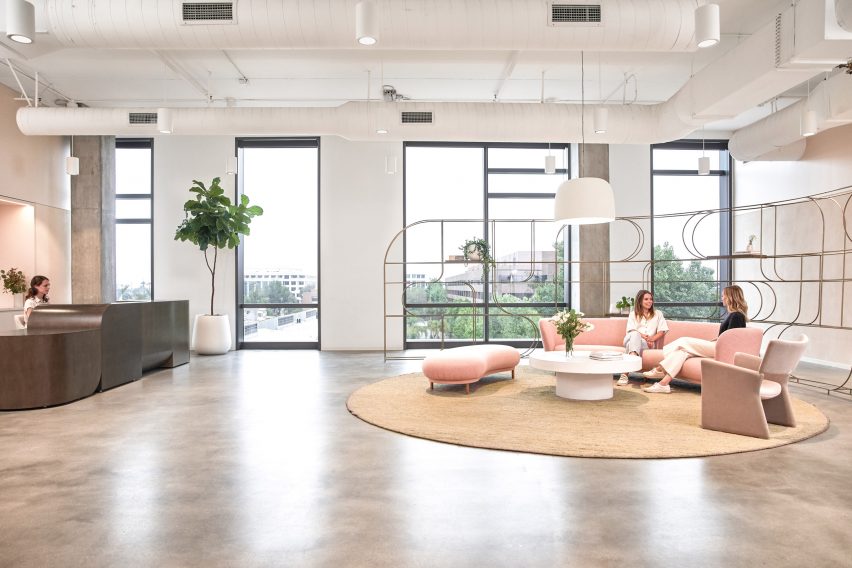 The lobby of Goop's Santa Monica headquarters designed by Rapt Studio