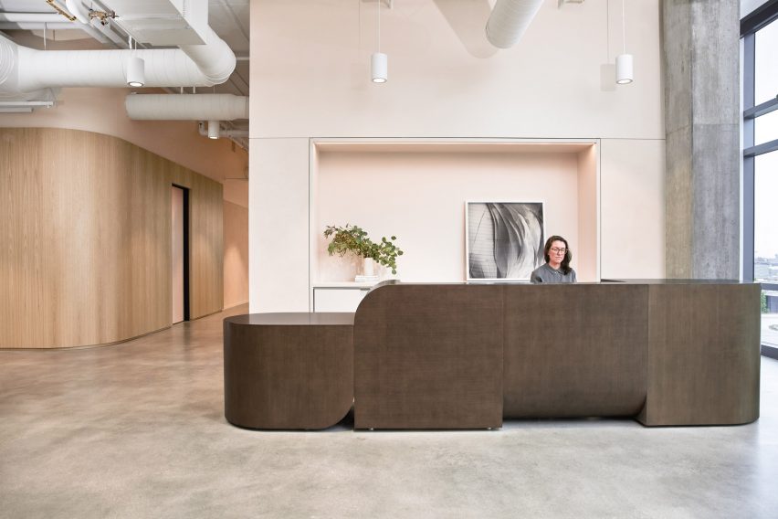 The lobby of Goop's Santa Monica headquarters designed by Rapt Studio