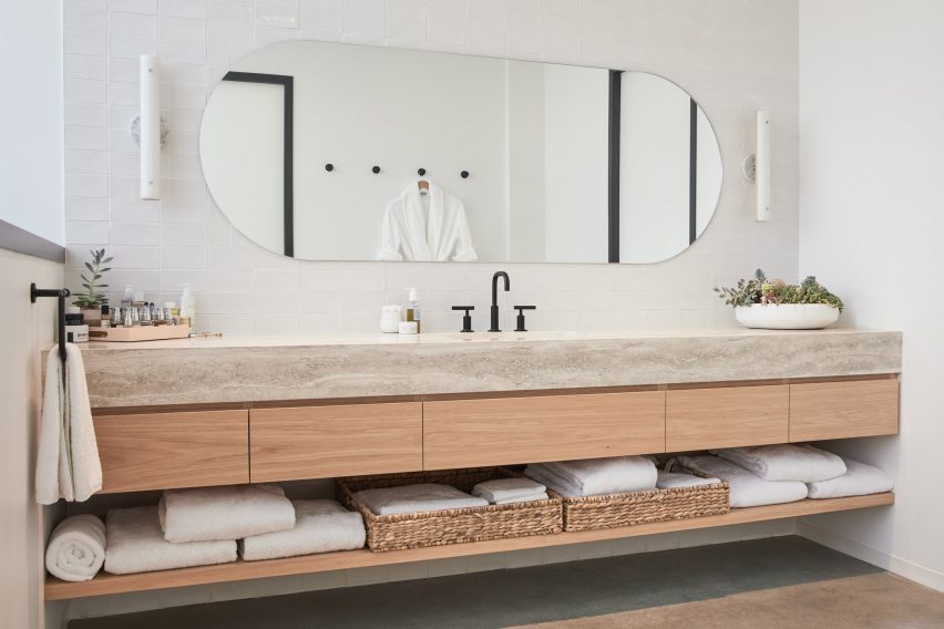 Bathrooms inside the Goop headquarters designed by Rapt Studio