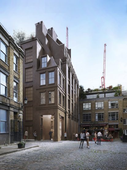 Bleeding Heart Yard facade of office block by Groupwork