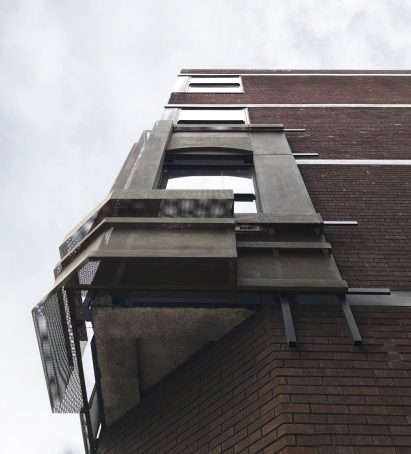 Test panel on Greville Street facade of office block by Groupwork