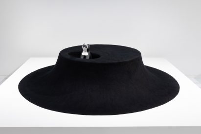 I See You black felt table by Asif Khan for Archtecture for Dogs at Japan House London