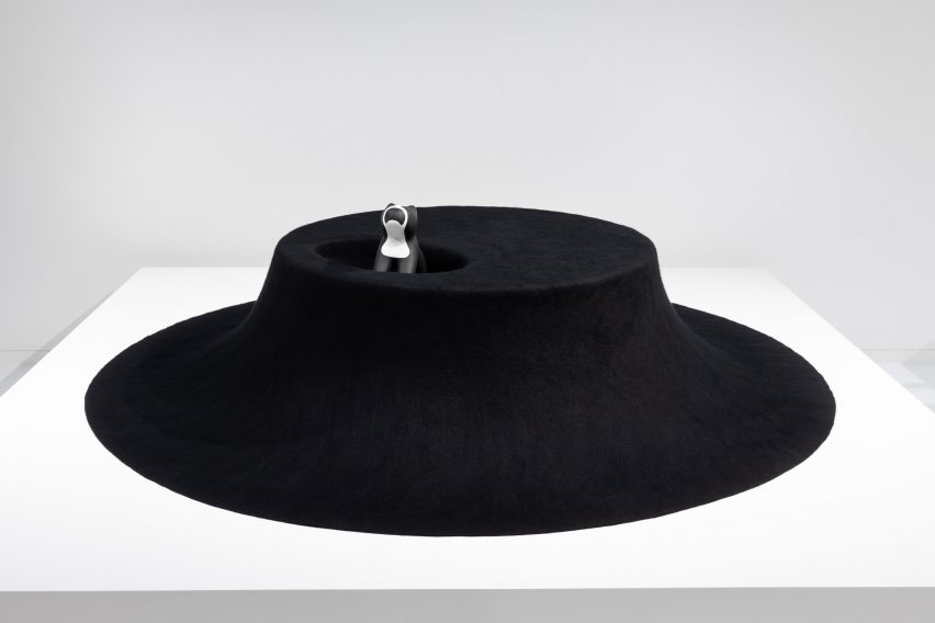 I See You black felt table by Asif Khan for Archtecture for Dogs at Japan House London
