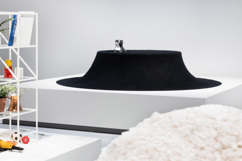 I See You black felt table by Asif Khan for Archtecture for Dogs at Japan House London