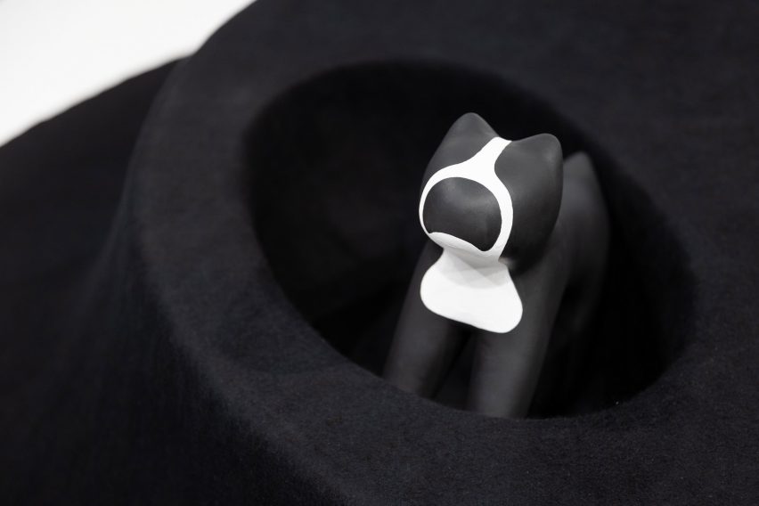 I See You black felt table by Asif Khan for Archtecture for Dogs at Japan House London