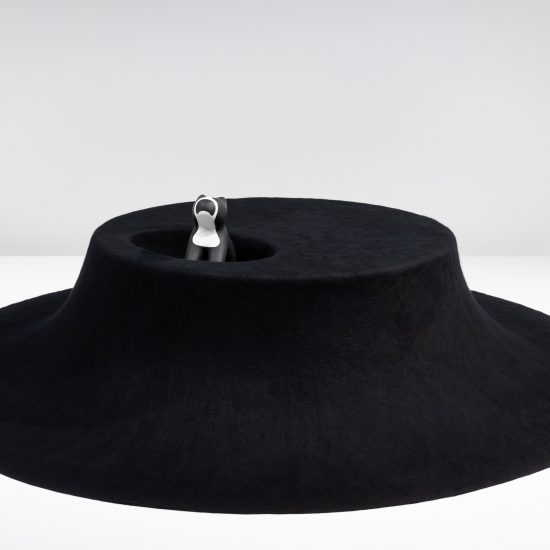 I See You black felt table by Asif Khan for Archtecture for Dogs at Japan House London