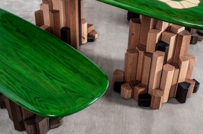 Ini Archibong designs rock-like Kadamba Gate furniture with its own drainage system