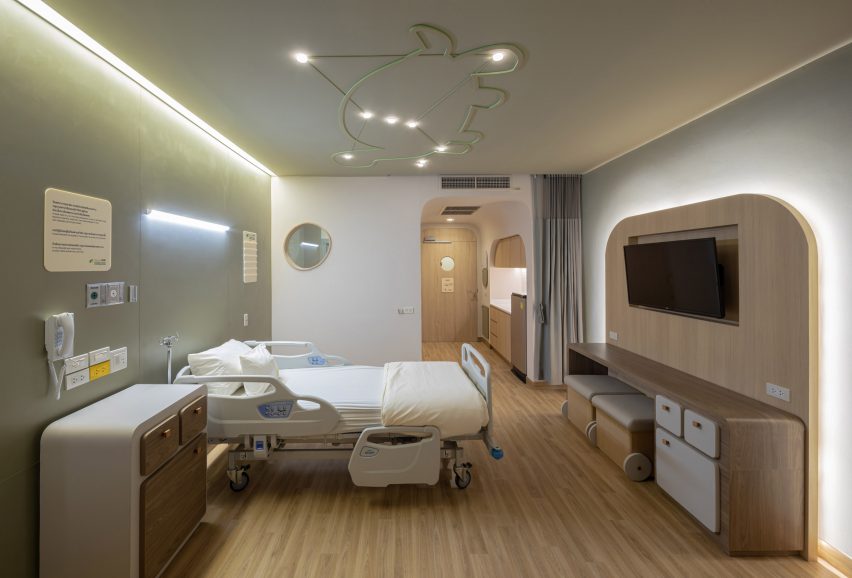 Night lights in children's hospital with interior design by Integrated Field