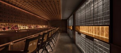 Beetles cover the walls and ceiling of J Boroski bar in Shanghai by Atelier XY