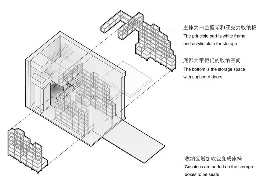 Plans for Joys micro cafe in Shenzhen by Onexn Architects