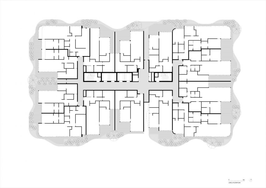 Plans for Urban Forest high rise apartment building in Brisbane by Koichi Takada Architects