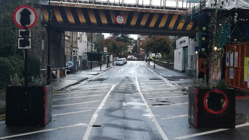 Vandalised signs in low traffic neighbourhood hackney
