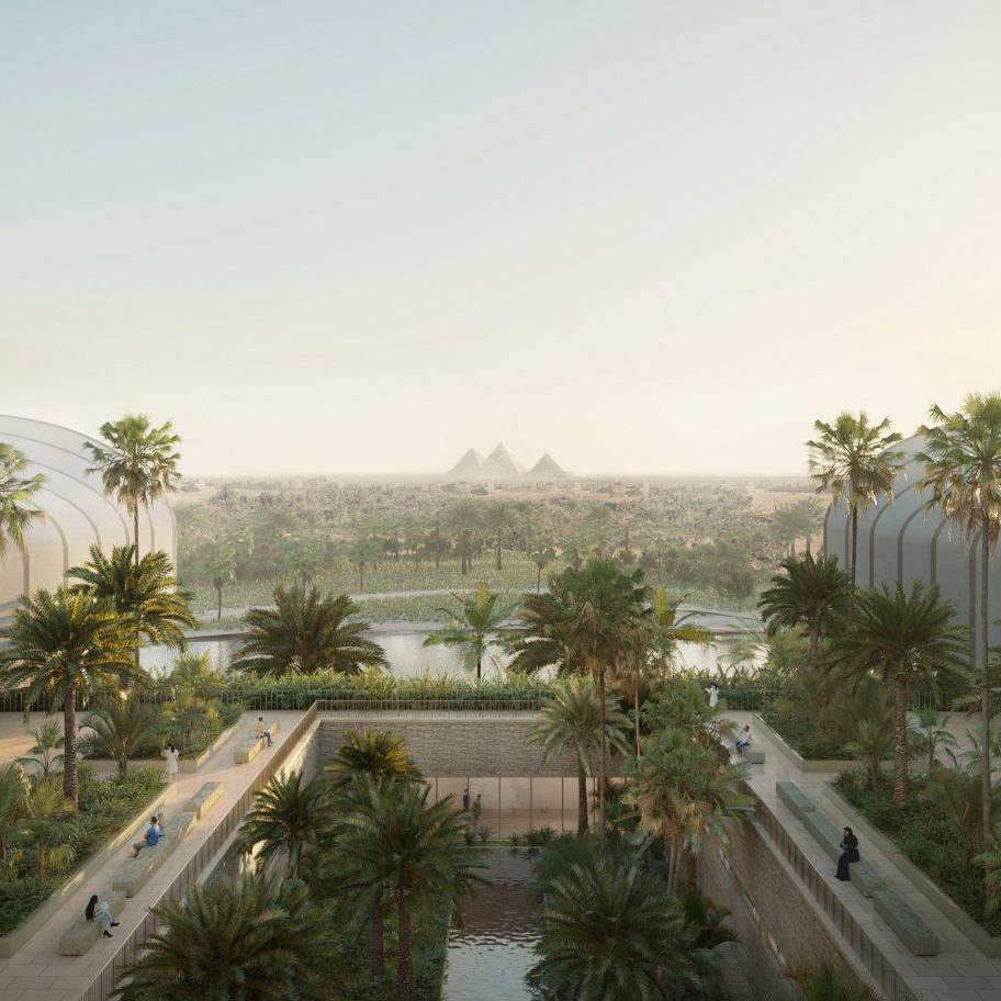 Render of Magdi Yacoub Global Heart Centre Cairo's terrace