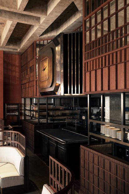 The kitchen of Maison François restaurant designed by John Whelan