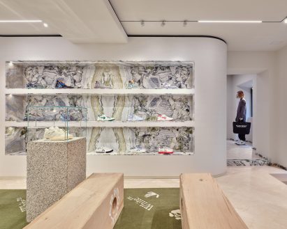 Menswear section in Off-White's Milan store on Via Verri