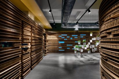 Installation of planters in Walls of of Office in Cardboard by Studio VDGA in Pune, India