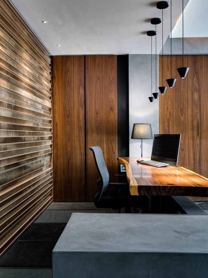 Desk in Walls of of Office in Cardboard by Studio VDGA in Pune, India