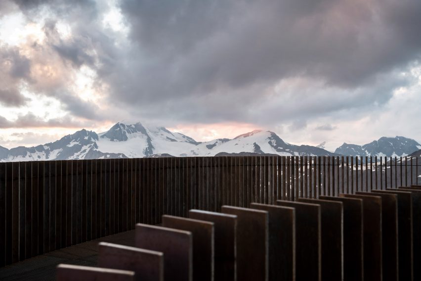 Weathering steel slats on Otzi Peak 3251m viewpoint by Netowrk of Architecture in South Tyrol