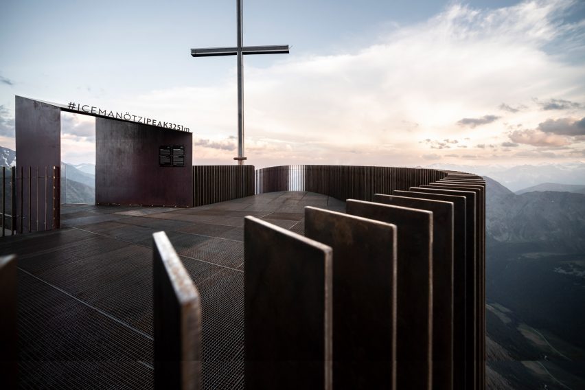 Weathering steel slats on Otzi Peak 3251m viewpoint by Netowrk of Architecture in South Tyrol