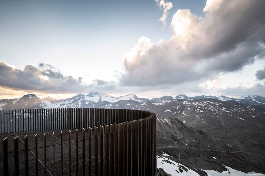 Otzi Peak 3251m viewing platform made of weathering steel by Network of Architecture