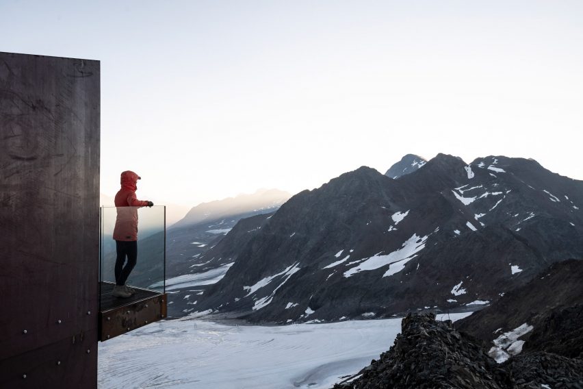 Otzi Peak 3251m viewing platform made of weathering steel by Network of Architecture