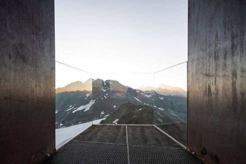 Otzi Peak 3251m viewing platform made of weathering steel by Network of Architecture