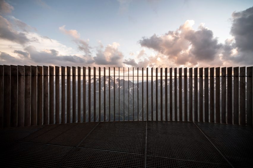 Weathering steel slats on Otzi Peak 3251m viewpoint by Netowrk of Architecture in South Tyrol