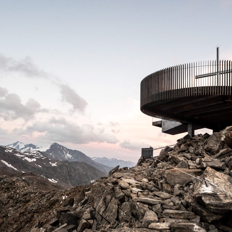 Ötzi Peak 3251m is a viewpoint made of Corten steel