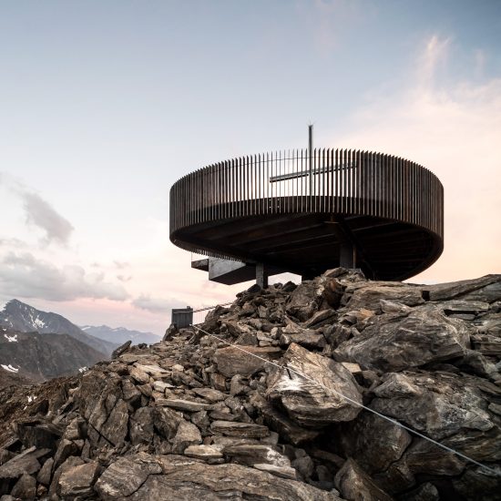Ötzi Peak 3251m is a viewpoint made of Corten steel