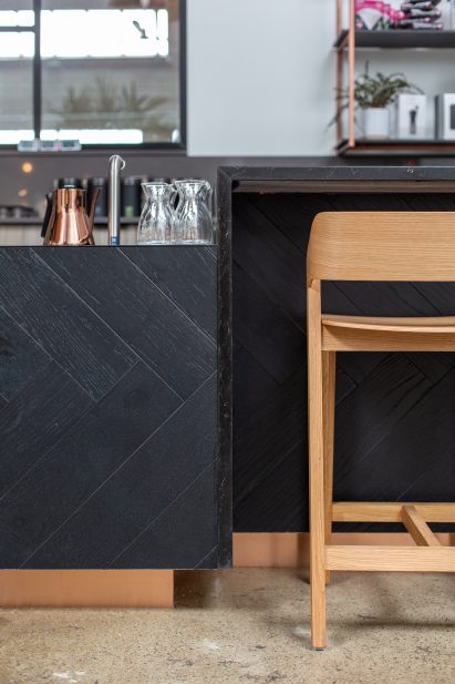 Counter detail in Pallet Coffee Roasters HQ by Alice D'Andrea