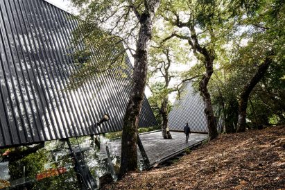 View of deck in Prism House + Room Terrace by Smiljan Radić