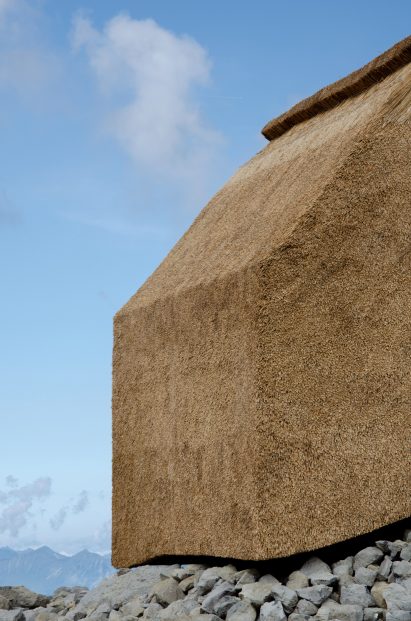 Thatched side of alpine hut